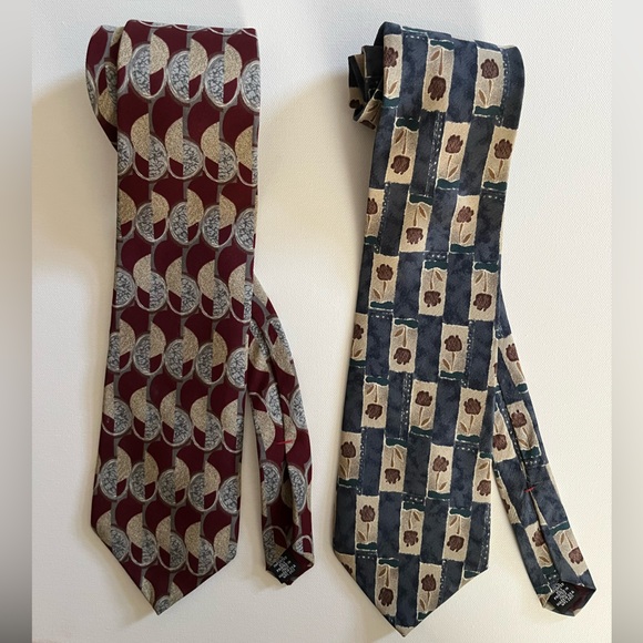 Elegant Men's Silk Tie Set - Burgundy and Blue by ZYLOS* George Machado